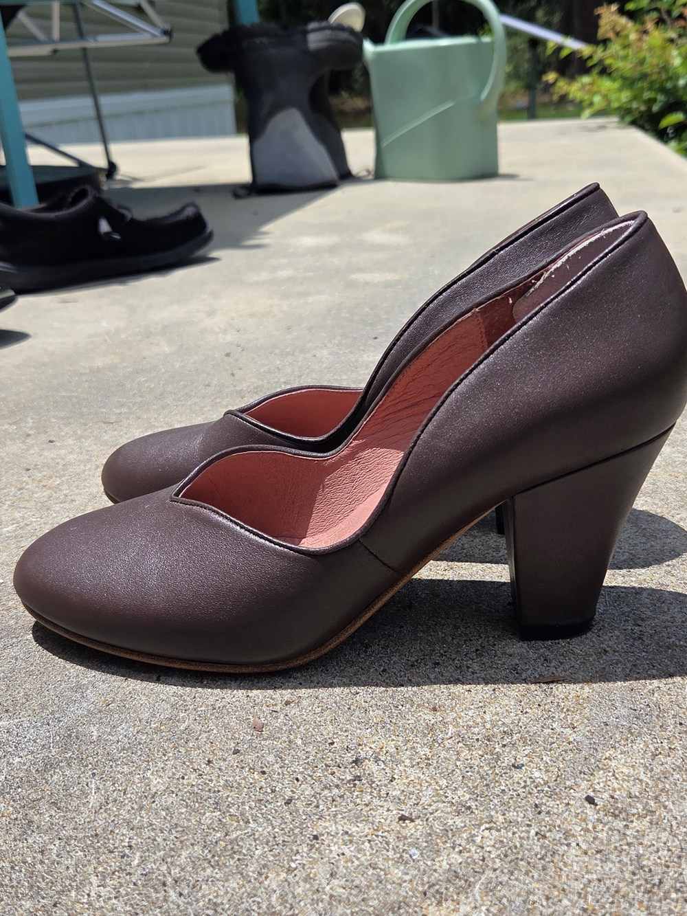 American Duchess Round-Toe Block Heel Pumps - Brown